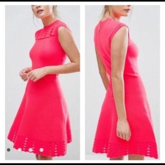 TED BAKER Zaralie Jacquard A-line Flared Dress NWT - Picture 4 of 16